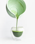 Ceramic Matcha Bowl with Pouring Spout & a Bamboo Scoop